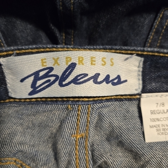 Express Bleus Vintage Dark Wash High Rise Wide Leg Flare Denim Jeans Size 7 / 8 - Picture 7 of 10